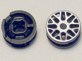 Part 93595pb02 - Wheel 11mm D. x 6mm with 8 'Y' Spokes with Silver Outline Pattern - De BrickPlaats