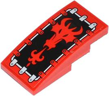 Part 93606pb015 - Slope, Curved 4 x 2 with Red Fire Breathing Dragon Head Pattern (Sticker) - Set 70404 - De BrickPlaats