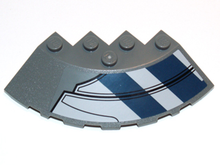 Part 95188pb14L - Brick, Round Corner 6 x 6 with Slope 33 Edge, Facet Cutout with Dark Blue Stripes and Black Lines Pattern Model Left (Sticker) - Set 75013 - De BrickPlaats