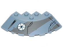 Part 95188pb21L - Brick, Round Corner 6 x 6 with Slope 33 Edge, Facet Cutout with Missile Launcher and Separatists Insignia Pattern Model Left Side (Sticker) - Set 75041 - De BrickPlaats