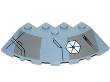 Part 95188pb21R - Brick, Round Corner 6 x 6 with Slope 33 Edge, Facet Cutout with Missile Launcher and Separatists Insignia Pattern Model Right Side (Sticker) - Set 75041 - De BrickPlaats