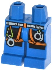 Part 970c00pb0309 - Hips and Legs with Belt, Orange Harness, Carabiner, and Rock Climbing Equipment Pattern - De BrickPlaats