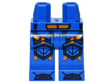 Part 970c00pb0503 - Hips and Legs with Orange and Gold Circuitry, Dark Blue Armor, Hexagonal Knee Pads, and Boots Pattern - De BrickPlaats