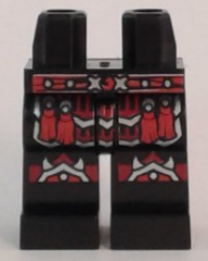 Part 970c00pb0579 - Hips and Legs with Red Studded Belt, Tassels and Armor Pattern - De BrickPlaats