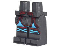 Part 970c00pb0636 - Hips and Legs with Pearl Dark Gray and Dark Red Armor, Dark Azure Fabric and Knee Straps and Black Zoris Pattern - De BrickPlaats