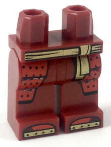 Part 970c00pb0914 - Hips and Legs with Gold Sash and Toe Plates, Red Coattails Pattern - De BrickPlaats