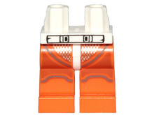 Part 970c04pb10 - Hips and Orange Legs with Black Outlined Belt and Dark Bluish Gray Stripes Pattern - De BrickPlaats
