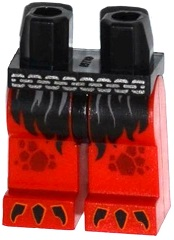 Part 970c05pb17 - Hips and Red Legs with Silver Chain Belt, Fur Shorts, Dark Red Spots and Orange and Black Claws Pattern - De BrickPlaats