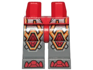 Part 970c85pb27 - Hips and Dark Bluish Gray Legs with Red Armor and Orange and Yellow Circuitry, Red Hexagonal Knee Pads and Red Boots Pattern - De BrickPlaats