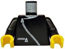 Part 973p0ac02 - Torso Jacket with White Zippers and Neck Pattern / Black Arms / Yellow Hands - De BrickPlaats