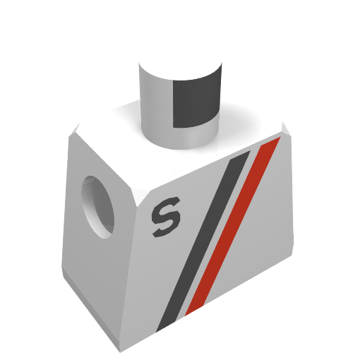 Part 973p14 - Torso Town with Letter S and Black and Red Stripes Pattern - De BrickPlaats