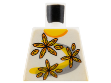 Part 973pb0089 - Torso Shirt 3 Flowers over Yellow and Silver Stripe Pattern (Snap) - De BrickPlaats