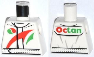 Part 973pb1373 - Torso Octan Logo Jacket with Red and Green Stripe Pattern - De BrickPlaats