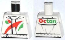 Part 973pb1373 - Torso Octan Logo Jacket with Red and Green Stripe Pattern - De BrickPlaats