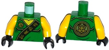 Part 973pb1913c01 - Torso Ninjago Robe with Gold Asian Characters on Black Sash and Lloyd Power Emblem Pattern / Yellow Arms / Black Hands - De BrickPlaats