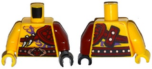 Part 973pb1914c01 - Torso Ninjago Bare Chest Muscles, Purple Snake Tattoo, Shoulder Pad, Snake Buckle Pattern / Dark Red Arm and Black Hand Left / Yellow Arm and Hand Right - De BrickPlaats