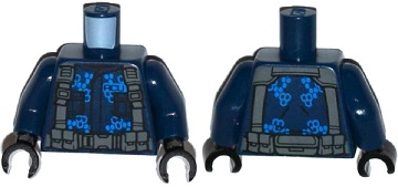 Part 973pb2059c01 - Torso 'ACU' Jacket with Dark Bluish Gray Straps and Belt with Pouches Pattern / Dark Blue Arms / Black Hands - De BrickPlaats