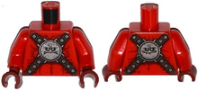 Part 973pb2241c01 - Torso Nexo Knights Bare Chest with Silver Circular Chest Armor with Straps Pattern / Red Arms / Dark Red Hands - De BrickPlaats