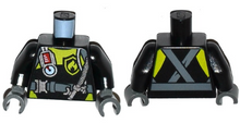 Part 973pb2284c01 - Torso Fire Scuba Diver with Utility Belt, Scuba Hose, Regulator, Fire Badge and Crossed Straps on Back Pattern / Black Arms / Dark Bluish Gray Hands - De BrickPlaats