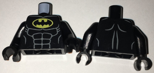 Part 973pb2541c01 - Torso Batman Logo in Yellow Oval with Muscles Pattern / Black Arms / Black Hands - De BrickPlaats