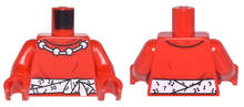 Part 973pb2589c01 - Torso Shirt with Round Collar, Necklace with 4 Beads and White Tied Belt with Calendar Numbers Pattern / Red Arms / Red Hands - De BrickPlaats