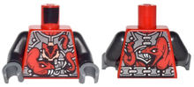 Part 973pb2609c01 - Torso Ninjago Metallic Silver Armor with 2 Large Red Snakes with White Fangs and Clock Pattern / Pearl Dark Gray Arms / Dark Bluish Gray Hands - De BrickPlaats