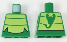 Part 973pb2715 - Torso Lime Chest Panel with 2 Thin Stripes Pattern (Scorpion) - De BrickPlaats