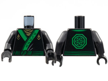 Part 973pb2785c02 - Torso Ninjago Robe with Gold Scarf and Diamonds, Green Sash and Emblem Pattern / Black Arms / Black Hands - De BrickPlaats