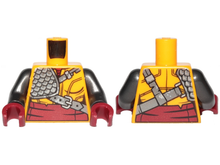 Part 973pb3323c01 - Torso Ninjago Female Robe with Dark Red Undershirt and Sash and Silver Scale Armor Pattern / Pearl Dark Gray Arms / Dark Red Hands - De BrickPlaats