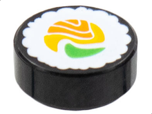 Part 98138pb261 - Tile, Round 1 x 1 with Sushi Roll Pattern - De BrickPlaats