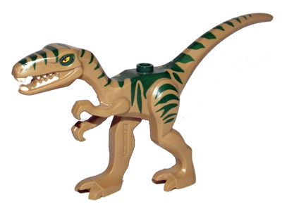 Part 98166pb01 - Dinosaur Coelophysis / Gallimimus with Dark Green Stripes and Yellow Eyes Pattern - De BrickPlaats