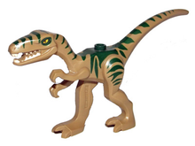 Part 98166pb01 - Dinosaur Coelophysis / Gallimimus with Dark Green Stripes and Yellow Eyes Pattern - De BrickPlaats