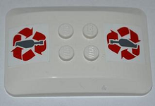 Part 98281pb003 - Wedge 6 x 4 x 2/3 Quad Curved with Red Recycling Arrows and Bottle Pattern (Stickers) - Set 4206 - De BrickPlaats