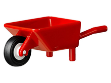 Part 98288c01 - Minifigure, Utensil Wheelbarrow with White Pulley Wheel with Black Tire 14mm D. x 4mm Smooth Small Single with Number Embossed on Side (98288 / 3464c03) - De BrickPlaats