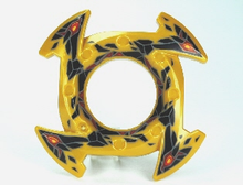 Part 98341pb03 - Ring 4 x 4 with 2 x 2 Hole and 4 Arrow Ends with Black and Red Stone Shards Pattern (Ninjago Spinner Crown) - De BrickPlaats