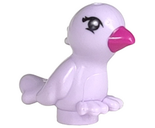 Part 98388pb06 - Bird, Friends / Elves with Magenta Beak and Black Eyes Pattern (Violet) - De BrickPlaats