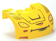 Part 98835pb001 - Vehicle, Mudguard 3 x 4 x 1 2/3 Curved Front with Headlights and Smile Pattern (Jeff Gorvette) - De BrickPlaats