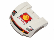 Part 98835pb004s - Vehicle, Mudguard 3 x 4 x 1 2/3 Curved Front with Headlights and Grille with Red and Yellow Trim, Shell Logo, 'MonteShell' Pattern (Sticker) - Set 30192 - De BrickPlaats