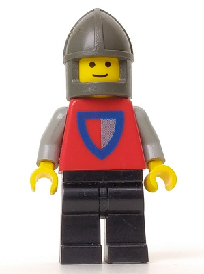 Minifig cas002 - Classic - Knight, Shield Red/Gray, Black Legs, Dark Gray Chin-Guard - De BrickPlaats