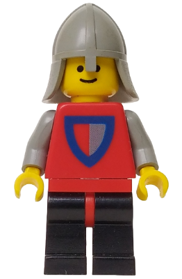 Minifig cas074 - Classic - Knight, Shield Red/Gray, Black Legs with Red Hips, Light Gray Neck-Protector - De BrickPlaats