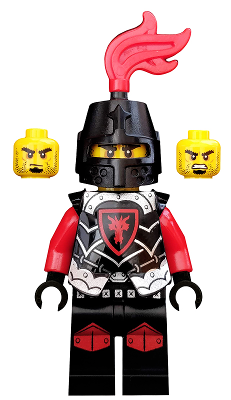 Minifig cas524 - Castle - Dragon Knight Armor with Dragon Head, Helmet Closed, Red Plume, Black Bushy Eyebrows - De BrickPlaats