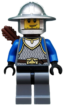 Minifig cas531 - Castle - King's Knight Scale Mail, Crown Belt, Helmet with Broad Brim, Quiver, Smirk and Stubble Beard - De BrickPlaats