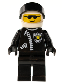 Minifig cop019 - Police - Zipper with Sheriff Star, White Helmet, Black Visor - De BrickPlaats