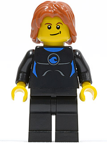 Minifig cty0407 - Coast Guard City - Surfer in Wetsuit, Dark Orange Tousled Hair, Crooked Smile - De BrickPlaats