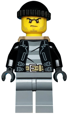 Minifig cty0452 - Police - City Bandit Male with Black Stubble and Backpack - De BrickPlaats