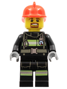 Minifig cty0966 - Fire - Reflective Stripes with Utility Belt, Red Fire Helmet, Brown Goatee - De BrickPlaats