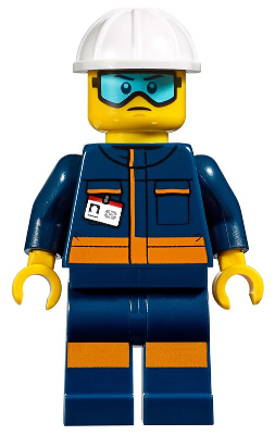 Minifig cty1010 - Ground Crew Technician - Male, Jumpsuit and Construction Helmet - De BrickPlaats