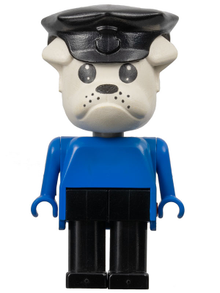 Minifig fab2b - Fabuland Bulldog - Constable Clarke Bulldog, White Head, Black Police Hat - De BrickPlaats