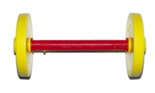 Part fabwheel2 - Wheel Pair Large with Center Stud with Fixed Red Axle (Fabuland) - De BrickPlaats