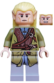 Minifig lor015 - Legolas - Olive Green Robe, Long Cheek Lines - De BrickPlaats